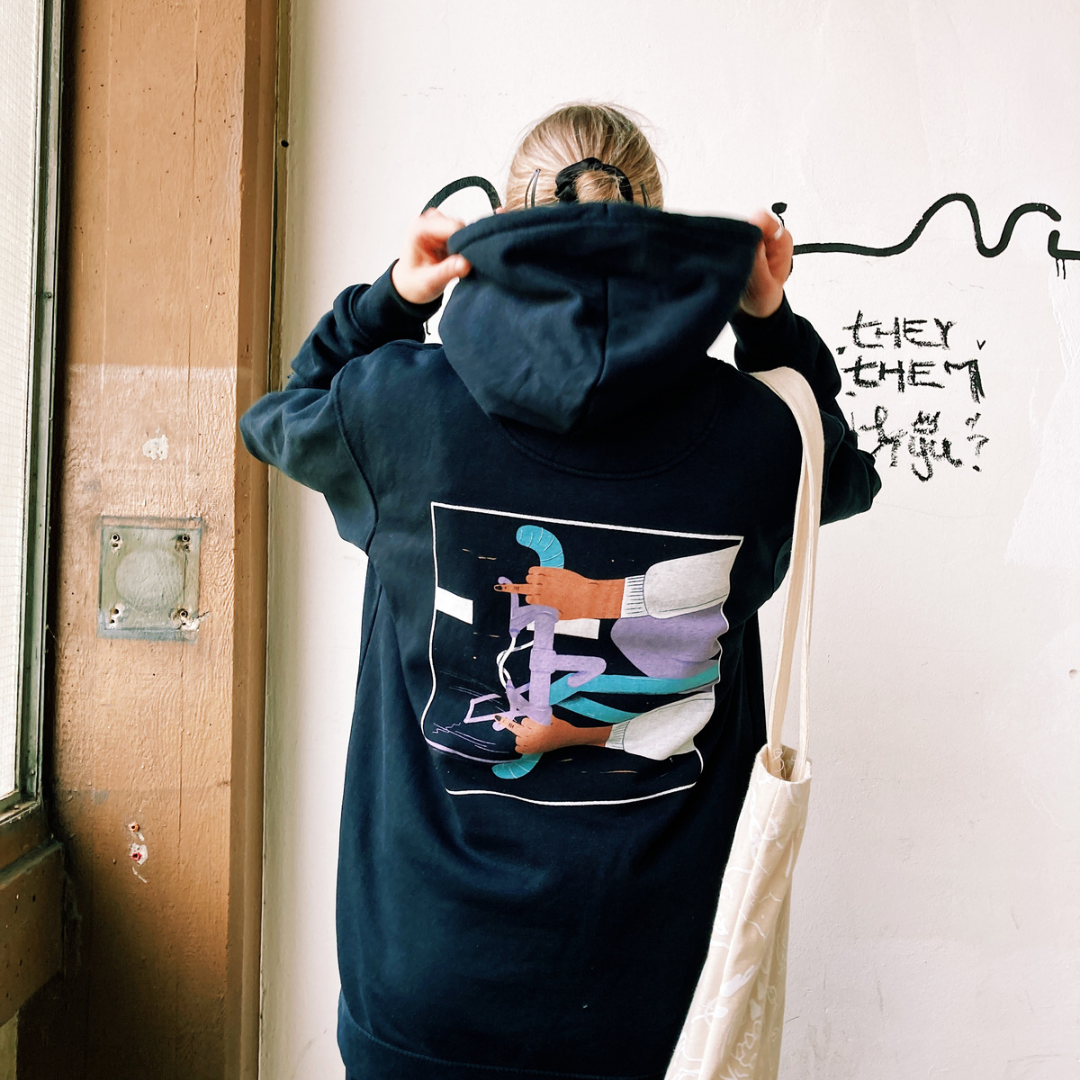 Black hoodie with back print shop